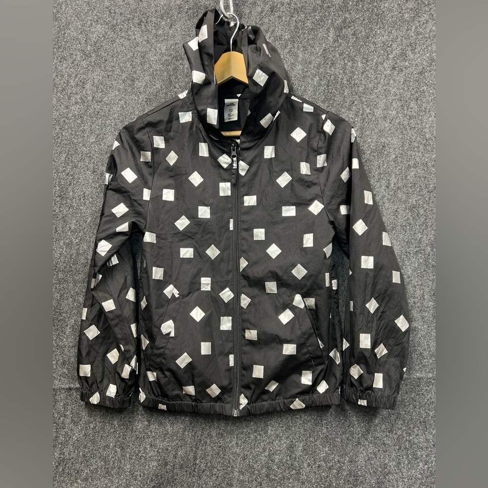 Girls Miss Understood Blk/Silver Squares Lightweight Jacket Size 12